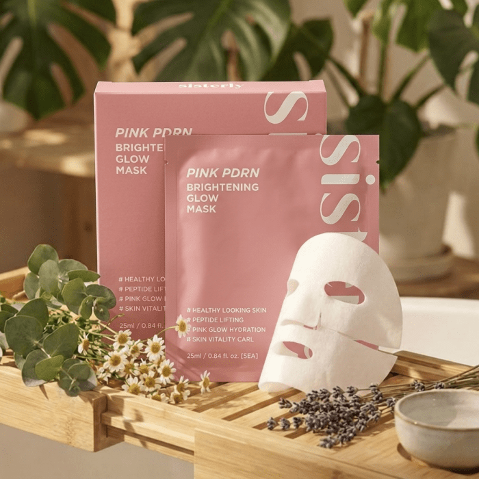 Sisterly Pink PDRN Brightening Glow Mask (5pcs) - Korean Firming & Brightening Sheet Mask - Image 1